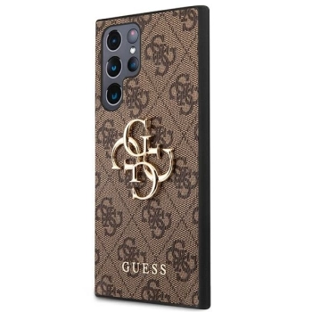 Etui Guess 4G Big Metal Logo na Samsung Galaxy S22 Ultra - brązowe