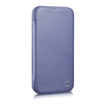 iCarer CE Premium Leather Folio Case skórzane etui iPhone 14 Plus z klapką magnetyczne MagSafe jasnofioletowy (WMI14220715-LP)