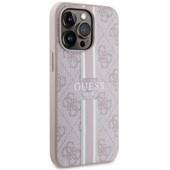 Etui Guess 4G Printed Stripes MagSafe na iPhone 13 Pro / iPhone 13 - różowe