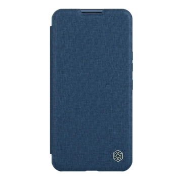 Nillkin Qin Cloth Pro Case etui do iPhone 14 Plus osłona na aparat kabura pokrowiec obudowa z klapką niebieski