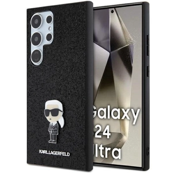 Etui Karl Lagerfeld Fixed Glitter Ikonik Logo Metal Pin na Samsung Galaxy S24 Ultra - czarne