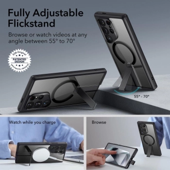 Etui ESR Flickstand Boost Halolock na Samsung Galaxy S24 Ultra - przezroczysto-czarne