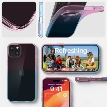 Etui Spigen Liquid Crystal na iPhone 15 - różowo-niebieskie