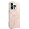Etui Guess 4G Print MagSafe na iPhone 14 Pro + ładowarka indukcyjna - różowe