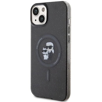 Etui Karl Lagerfeld Karl&Choupette Glitter MagSafe na iPhone 15 Plus - czarne