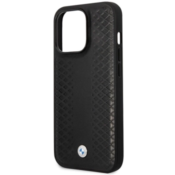 Etui BMW Leather Diamond Pattern MagSafe na iPhone 14 Pro - czarne