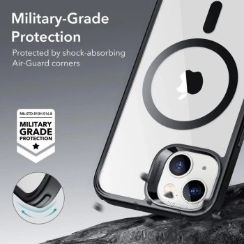 Etui ESR Classic Hybrid Halolock z MagSafe na iPhone 14 Plus - przezroczysto-czarne
