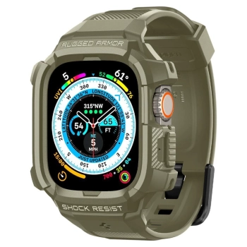 Etui z paskiem Spigen Rugged Armor Pro na Apple Watch Ultra (49 mm) - zielone