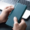 Skórzane etui z klapką i osłoną aparatu do Samsung Galaxy Z Fold 5 Nillkin Qin Leather Pro - zielone