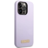 Etui Guess Silicone Logo Plate MagSafe na iPhone 14 Pro - fioletowe
