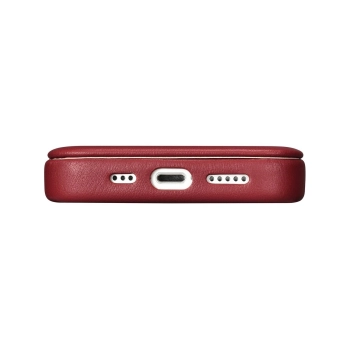 iCarer CE Premium Leather Folio Case skórzane etui iPhone 14 Plus z klapką magnetyczne MagSafe czerwony (WMI14220715-RD)