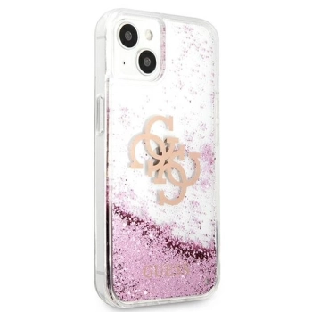 Etui Guess 4G Big Liquid Glitter na iPhone 13 mini - różowe