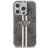 Etui Guess IML 4G Gold Stripe na iPhone 15 Pro - brązowe