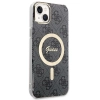 Etui Guess 4G Print MagSafe na iPhone 14 + ładowarka indukcyjna - czarne