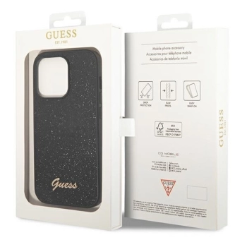 Etui Guess Glitter Script na iPhone 14 Pro Max - czarne