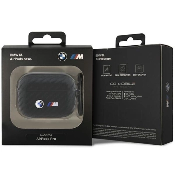 Etui BMW Carbon Double Metal Logo na AirPods Pro - czarne