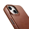 iCarer CE Oil Wax Premium Leather Folio Case skórzane etui iPhone 14 z klapką magnetyczne MagSafe brązowy (AKI14220705-BN)