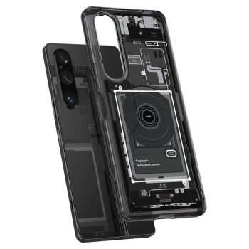 Etui Spigen Ultra Hybrid na Sony Xperia 1 V - ciemnoszare (wzór Zero One)