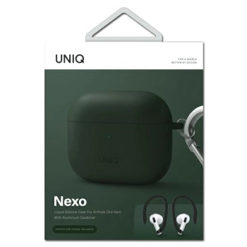 Etui Uniq Nexo na AirPods 3 + Ear Hooks Silicone - zielone