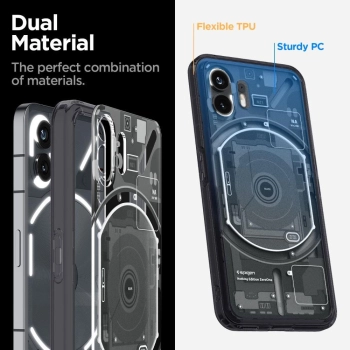 Etui Spigen Ultra Hybrid na Nothing Phone 2 - ciemnoszare (wzór Zero One)
