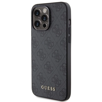 Etui Guess 4G Metal Gold Logo na iPhone 15 Pro Max - szare