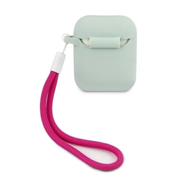 Etui Guess Silicone Vintage na AirPods 1/2 - niebiesko-różowe