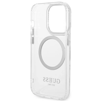 Etui Guess Metal Outline MagSafe na iPhone 14 Pro Max - srebrne