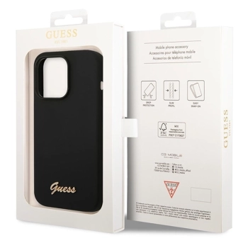 Etui Guess Silicone Vintage Gold Logo na iPhone 14 Pro Max - czarne