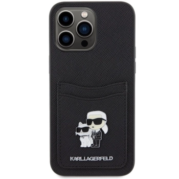Etui Karl Lagerfeld Saffiano Cardslot KC Metal Pin do iPhone 15 Pro Max - czarne