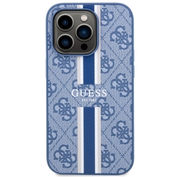 Etui Guess 4G Printed Stripes MagSafe na iPhone 14 Pro Max - niebieskie
