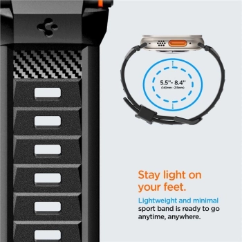 Pasek Spigen Rugged Band na Apple Watch 4/5/6/7/8/9/SE/Ultra 1/2 (42/44/45/49mm) - czarny mat