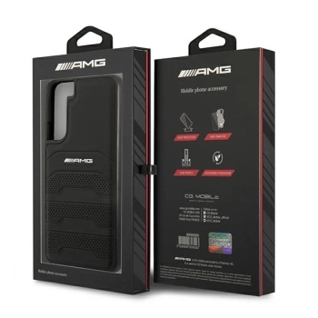 Etui AMG Leather Debossed Lines na Samsung Galaxy S22+ - czarne