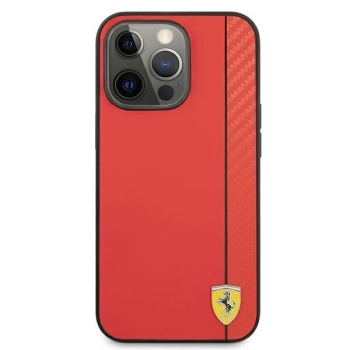 Etui Ferrari On Track Carbon Stripe na iPhone 13 Pro Max - czerwone