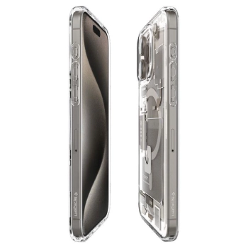 Etui Spigen Ultra Hybrid Mag z MagSafe na iPhone 15 Pro Max - tytan naturalny (wzór Zero One)
