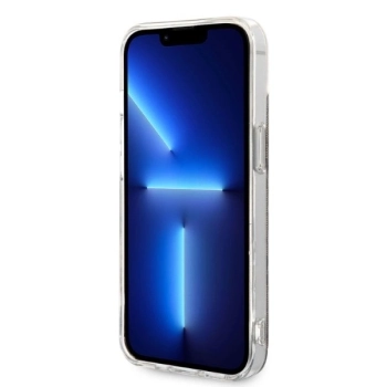 Etui Guess 4G Print MagSafe na iPhone 14 Plus + ładowarka indukcyjna - brązowe