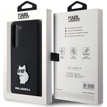 Etui Karl Lagerfeld Silicone Choupette Metal Pin na Samsung Galaxy S24 - czarne