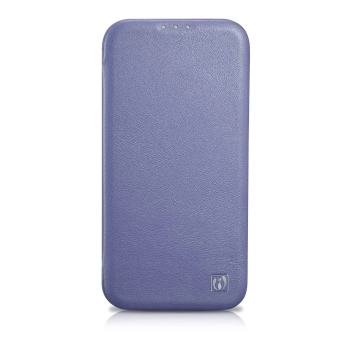 iCarer CE Premium Leather Folio Case skórzane etui iPhone 14 Plus z klapką magnetyczne MagSafe jasnofioletowy (WMI14220715-LP)
