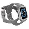Protect Strap Band opaska z etui do Apple Watch 7 / 6 / 5 / 4 / 3 / 2 / SE (41 / 40 / 38mm) obudowa pancerny pokrowiec na zegarek szary / srebrny