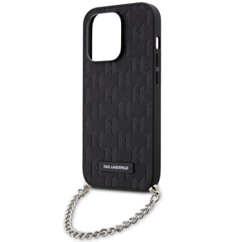 Etui Karl Lagerfeld Saffiano Monogram Chain na iPhone 14 Pro Max - czarne