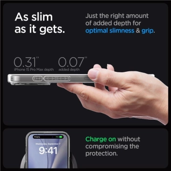 Etui Spigen Ultra Hybrid Mag z MagSafe na iPhone 15 Pro Max - białe (wzór Zero One)