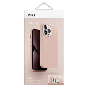 Etui Uniq Lino na iPhone 14 Pro Max - różowe
