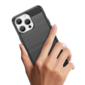 Elastyczne etui wzór karbon do iPhone 15 Pro Carbon Case - niebieskie