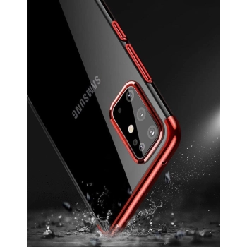 Clear Color case żelowy pokrowiec etui z metaliczną ramką Samsung Galaxy A72 4G czerwony