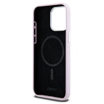 Etui DKNY Liquid Silicone Small Metal Logo MagSafe na iPhone 14 Pro Max - różowe