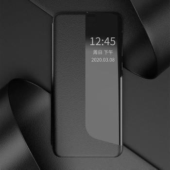 Eco Leather View Case elegancki futerał etui z klapką i funkcją podstawki Huawei P40 Lite E czarny