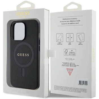 Etui Guess Saffiano MagSafe na iPhone 13 Pro Max - czarne