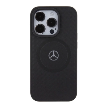 Etui Mercedes Crossed Lines Pattern Leather MagSafe na iPhone 15 Pro Max - czarne