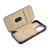 iCarer CE Premium Leather Folio Case skórzane etui iPhone 14 Pro z klapką magnetyczne MagSafe ciemnofioletowy (WMI14220714-DP)