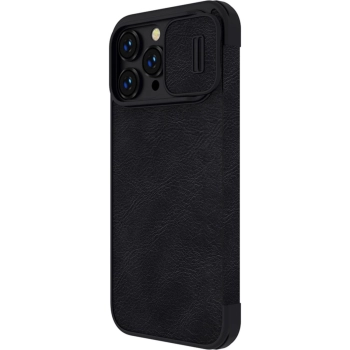 Nillkin Qin Leather Pro Case etui iPhone 14 Pro osłona na aparat kabura pokrowiec obudowa z klapką czarny