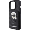 Etui Karl Lagerfeld Saffiano Cardslots and Stand Monogram Ikonik Patch do iPhone 15 Pro - czarne